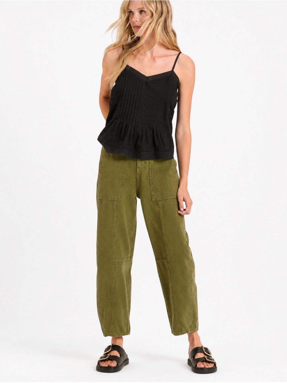Women's High-Rise Utility Barrel Jeans - Universal Thread Olive Green